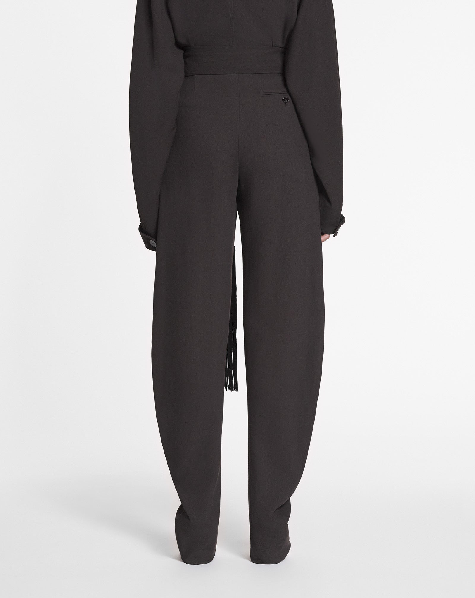 PANTALON BARREL EN LAINE ET VISCOSE