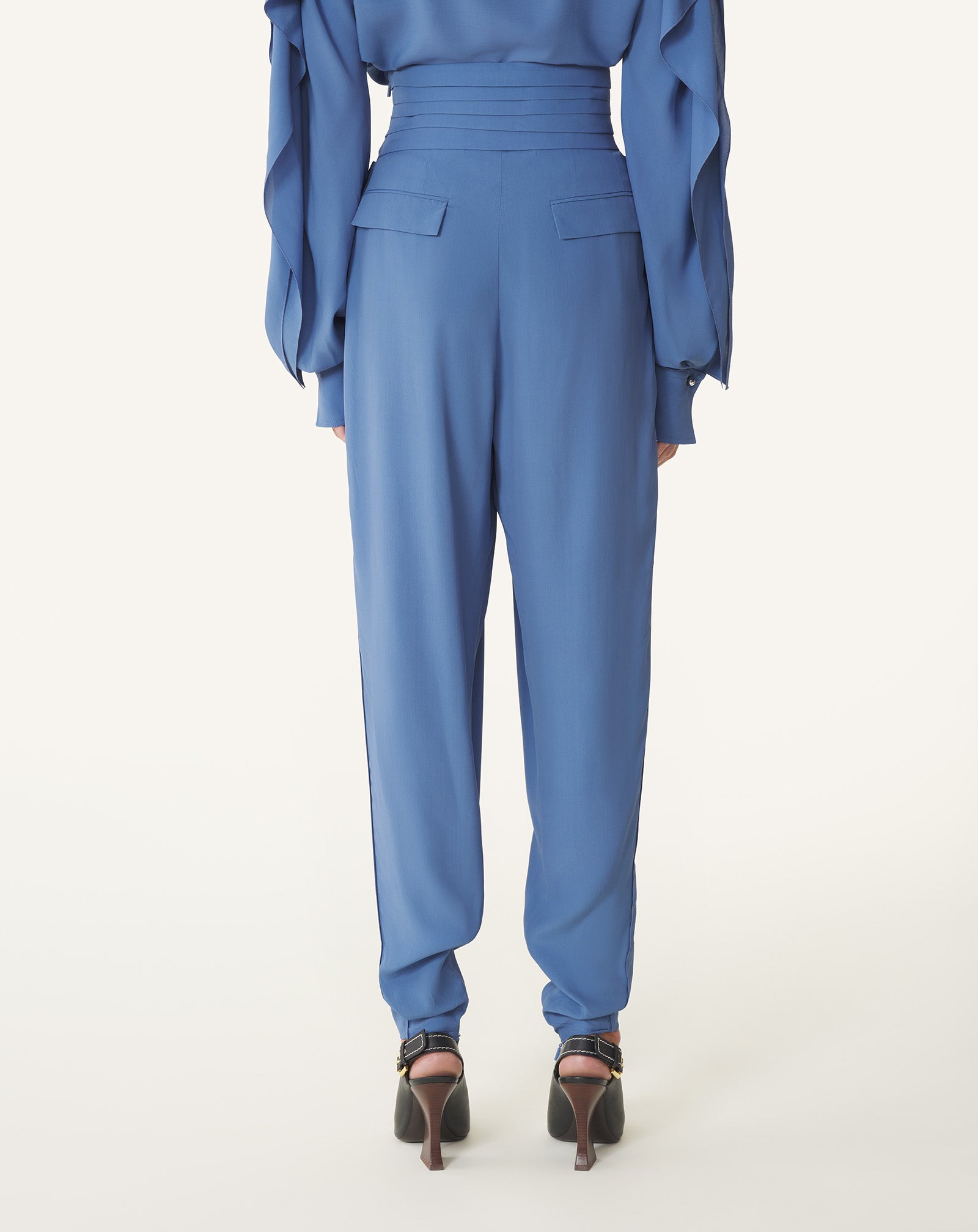 PANTALON DRAPÉ EN CRÊPE DE CHINE
