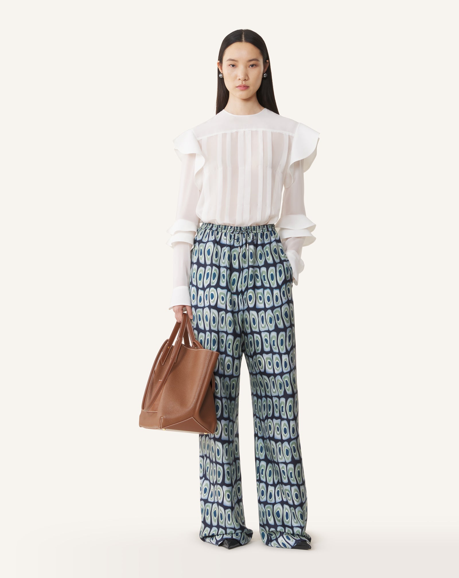 PANTALON LARGE EN SOIE IMPRIMÉE
