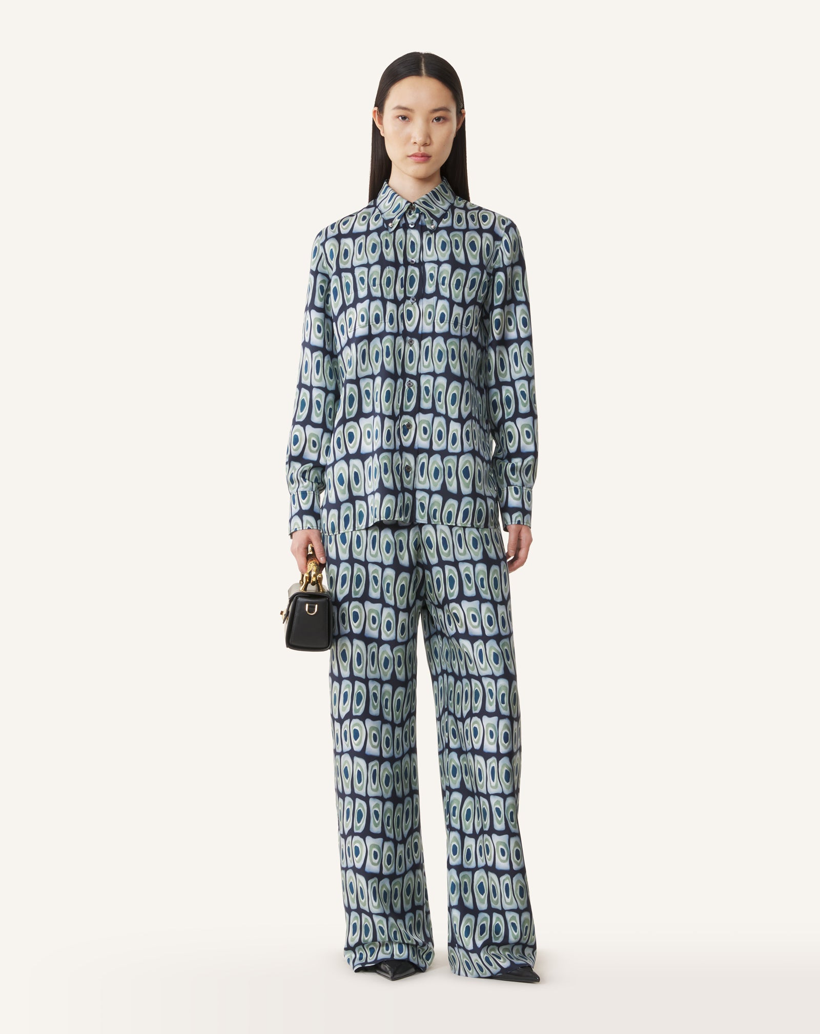 PANTALON LARGE EN SOIE IMPRIMÉE