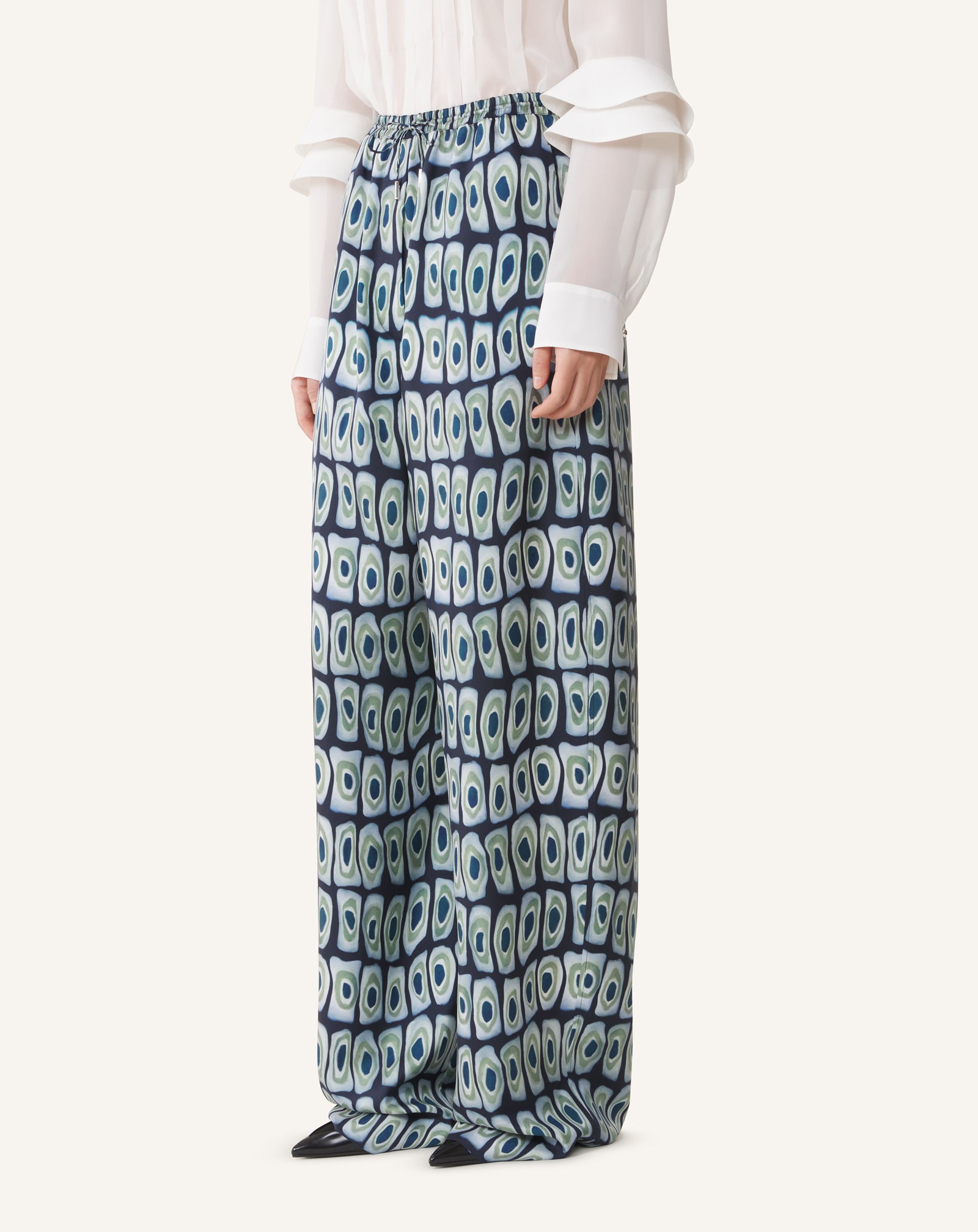 PANTALON LARGE EN SOIE IMPRIMÉE