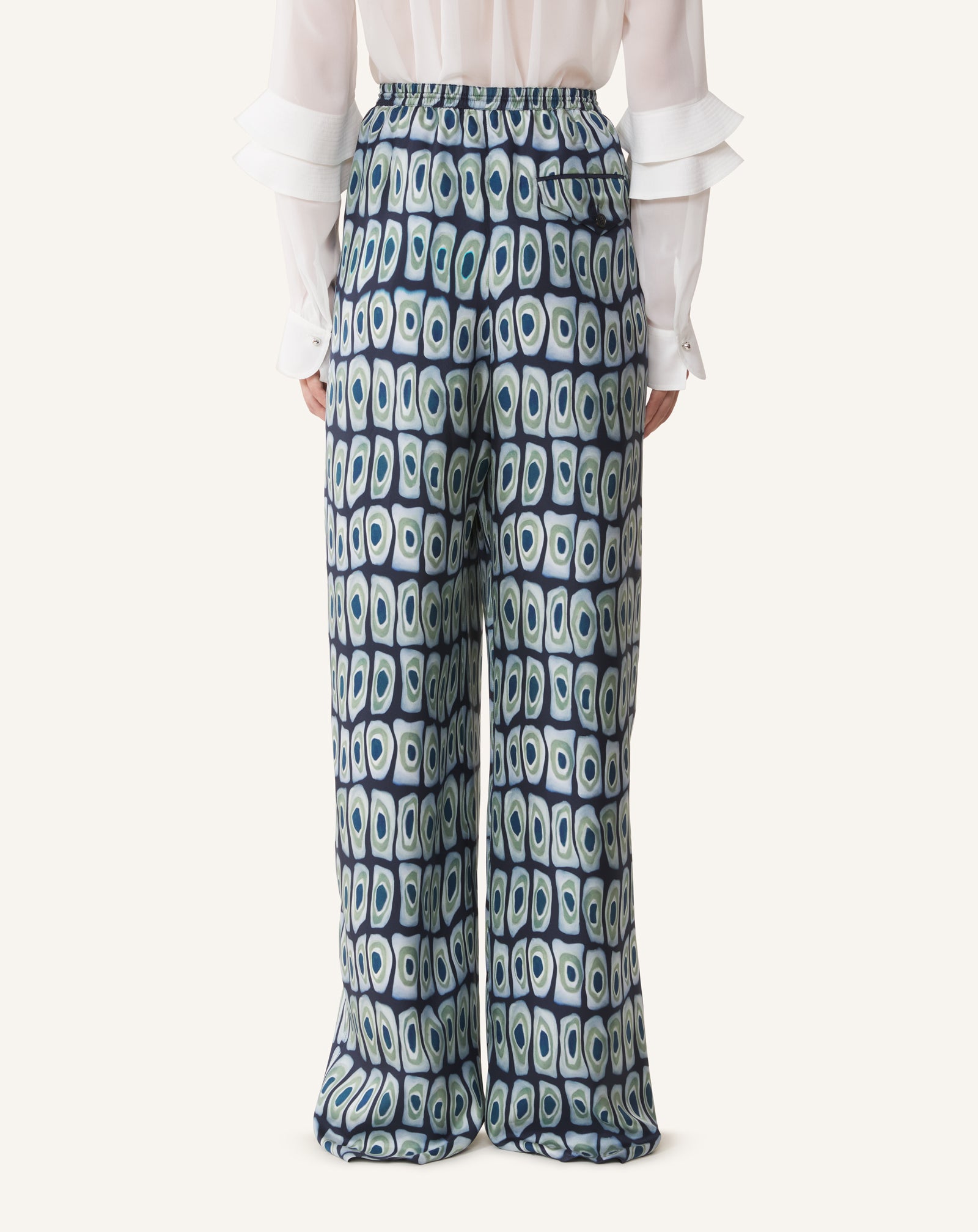 PANTALON LARGE EN SOIE IMPRIMÉE