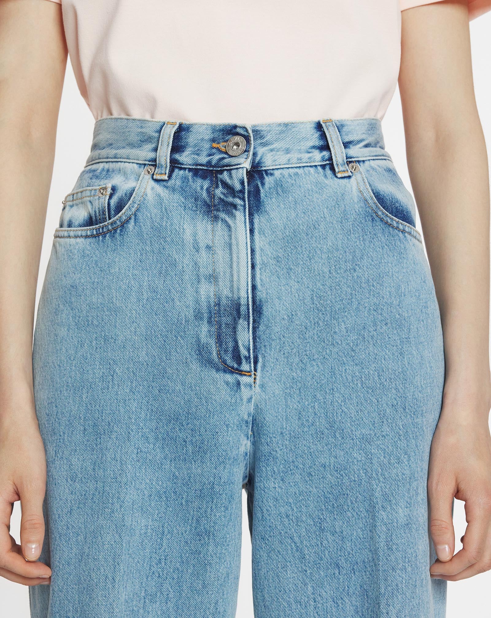PANTALON LARGE À REVERS EN DENIM