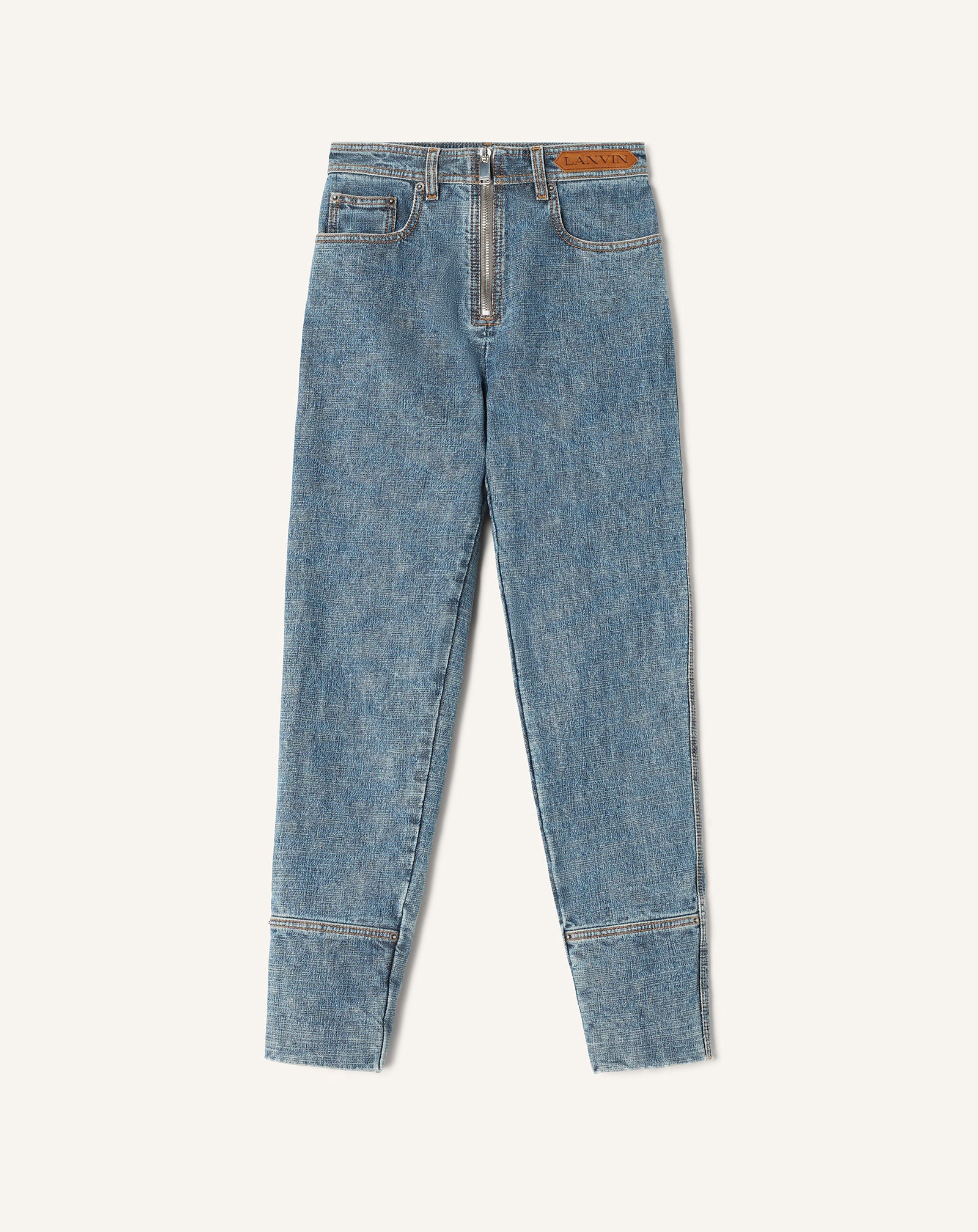 PANTALON ZIPPÉ EN DENIM BLEU