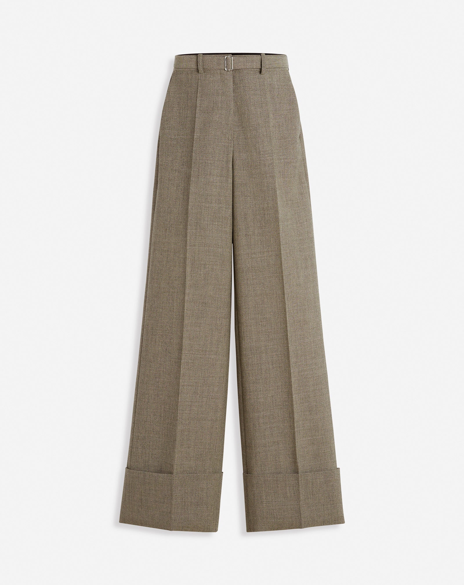 PANTALON LARGE À REVERS EN LAINE