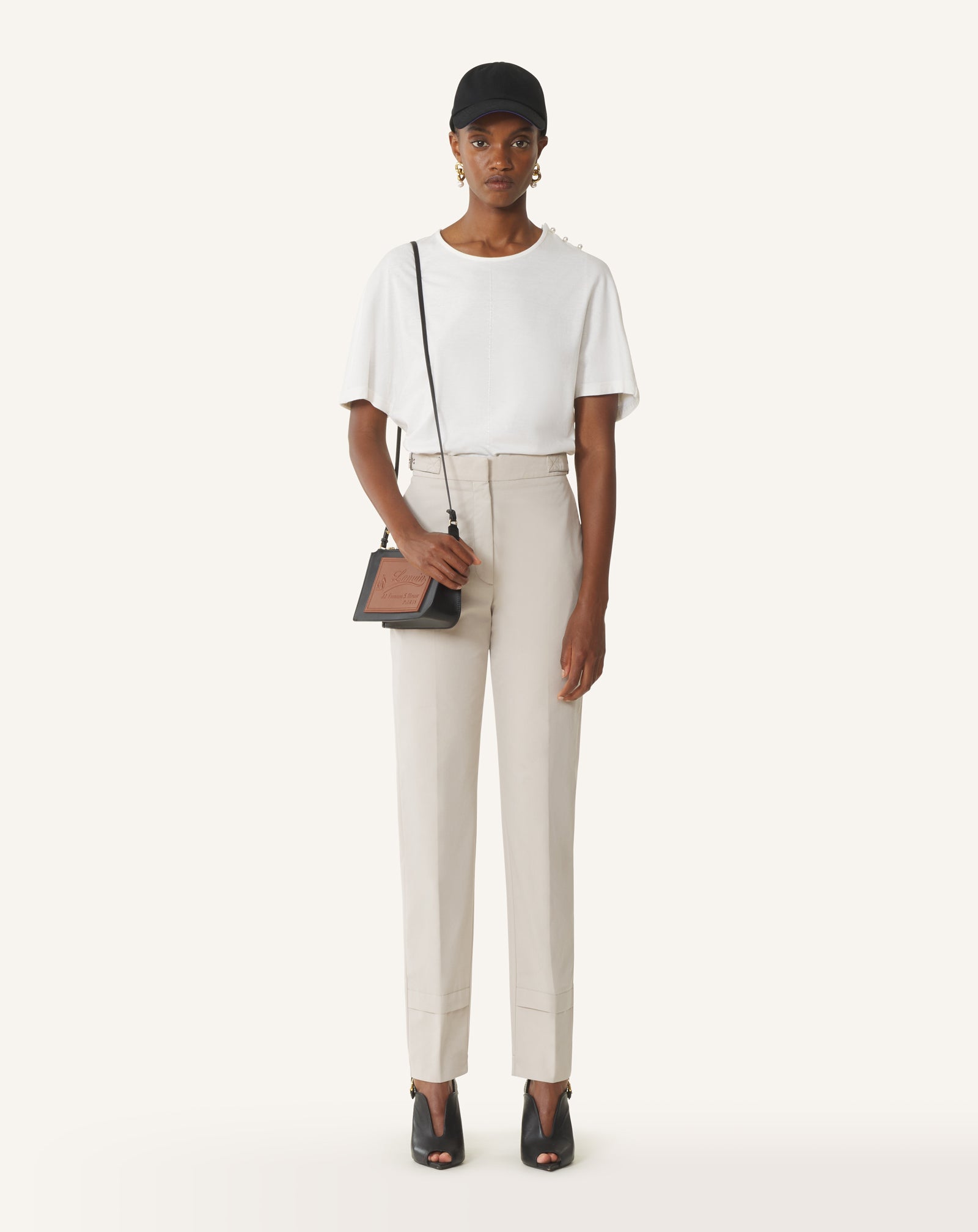 T-SHIRT EFFET CAPE EN COTON ET SOIE BLANC