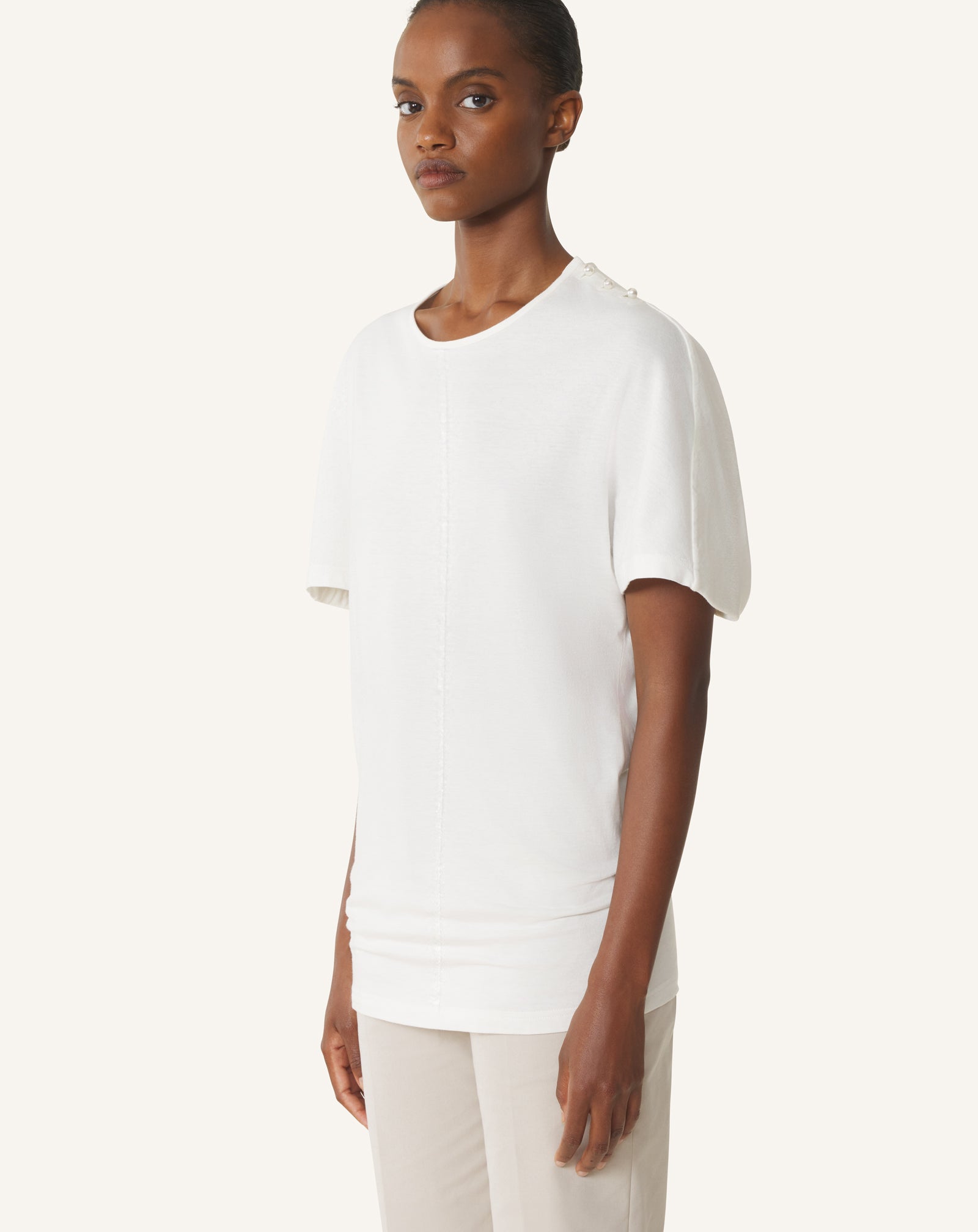 T-SHIRT EFFET CAPE EN COTON ET SOIE