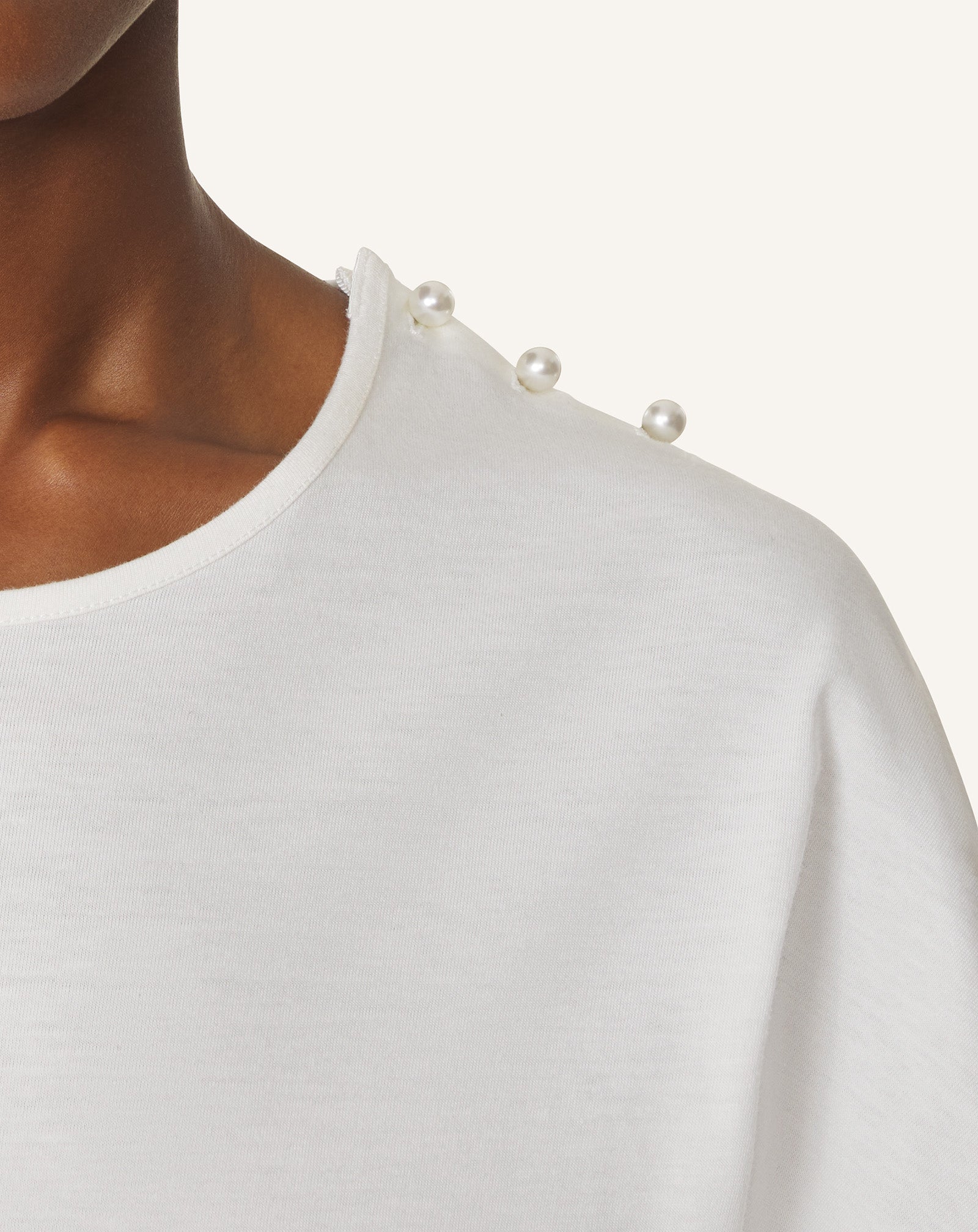T-SHIRT EFFET CAPE EN COTON ET SOIE BLANC