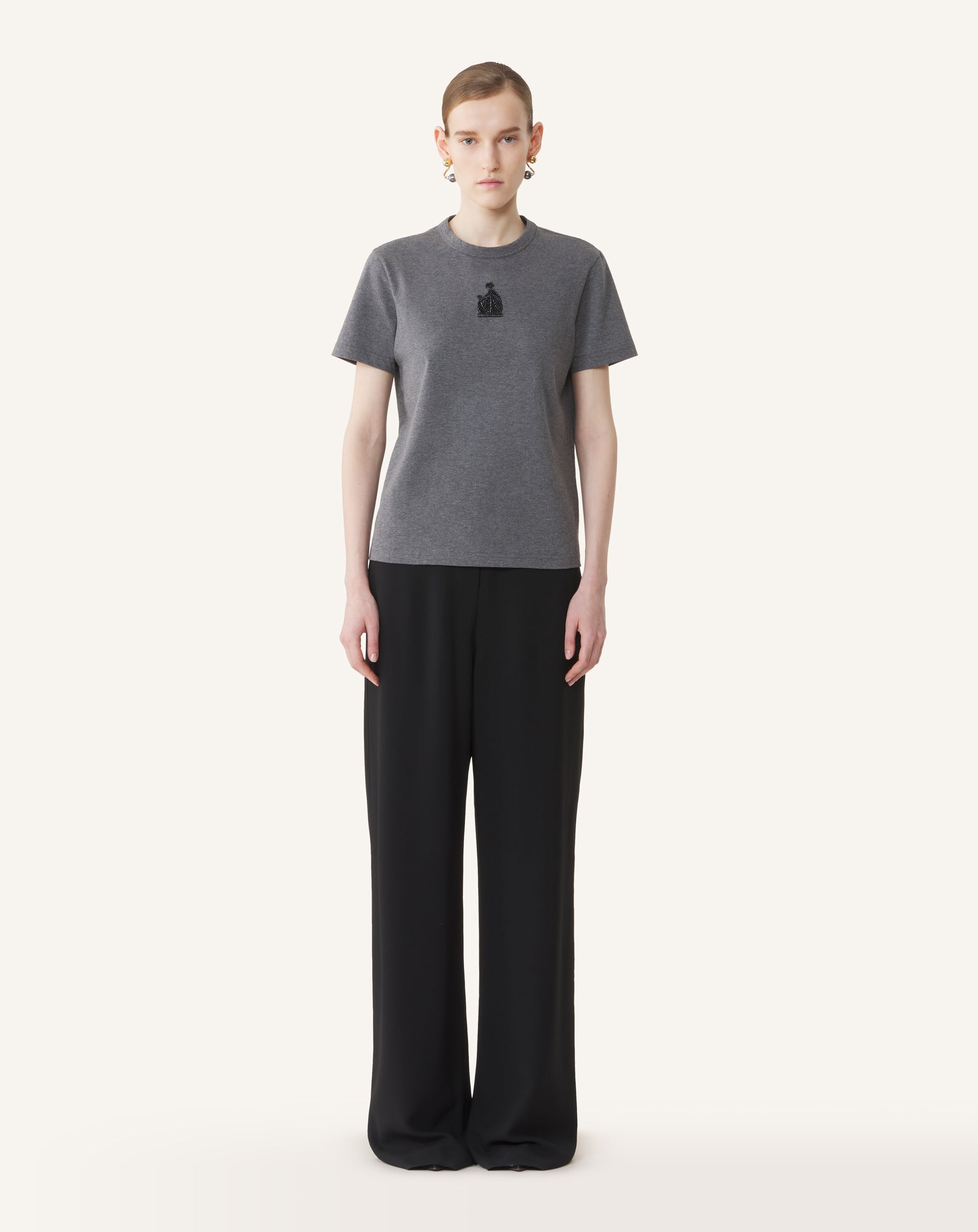 T-SHIRT BRODÉ LA MÈRE ET L'ENFANT EN JERSEY GRIS