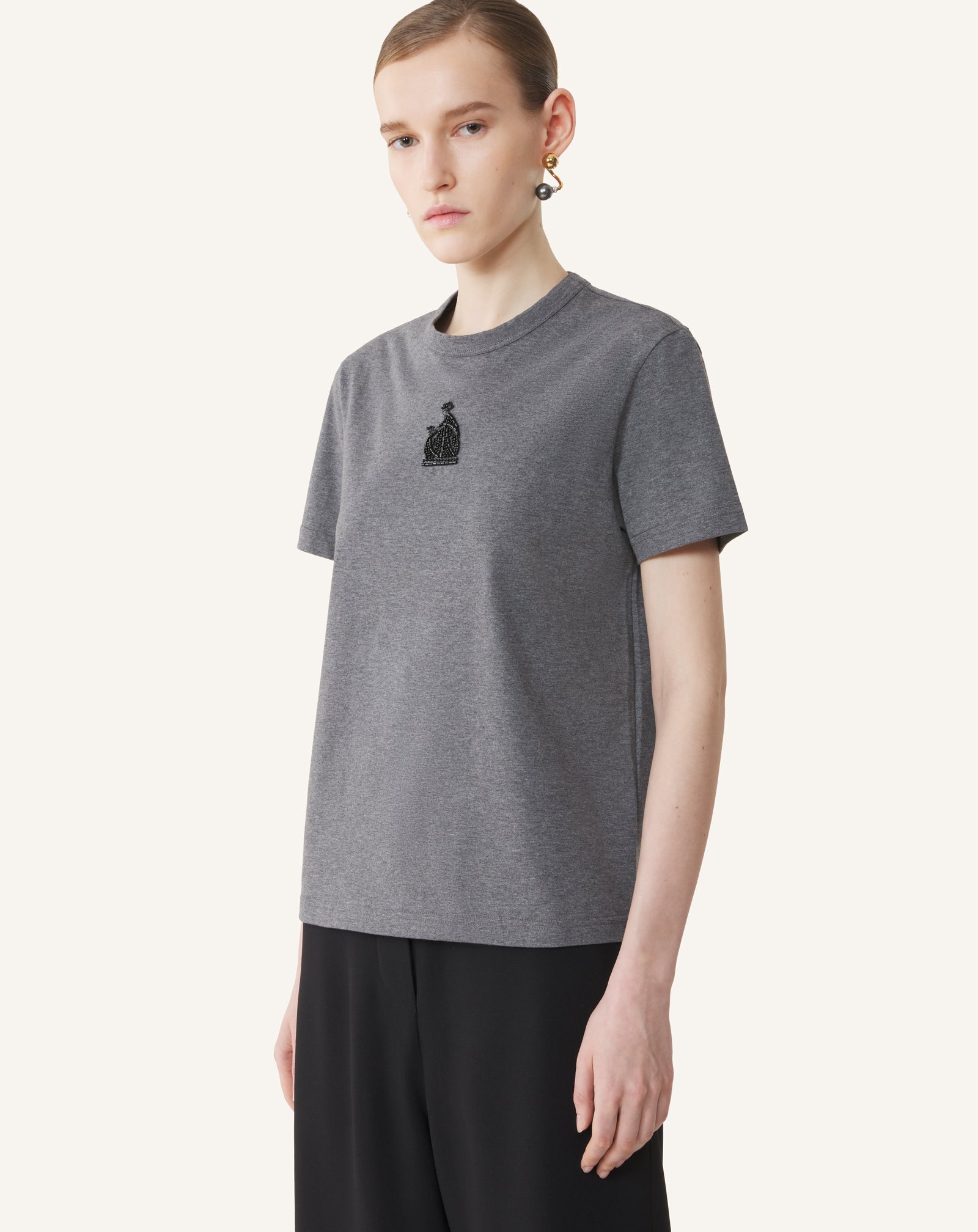 T-SHIRT BRODÉ LA MÈRE ET L'ENFANT EN JERSEY GRIS