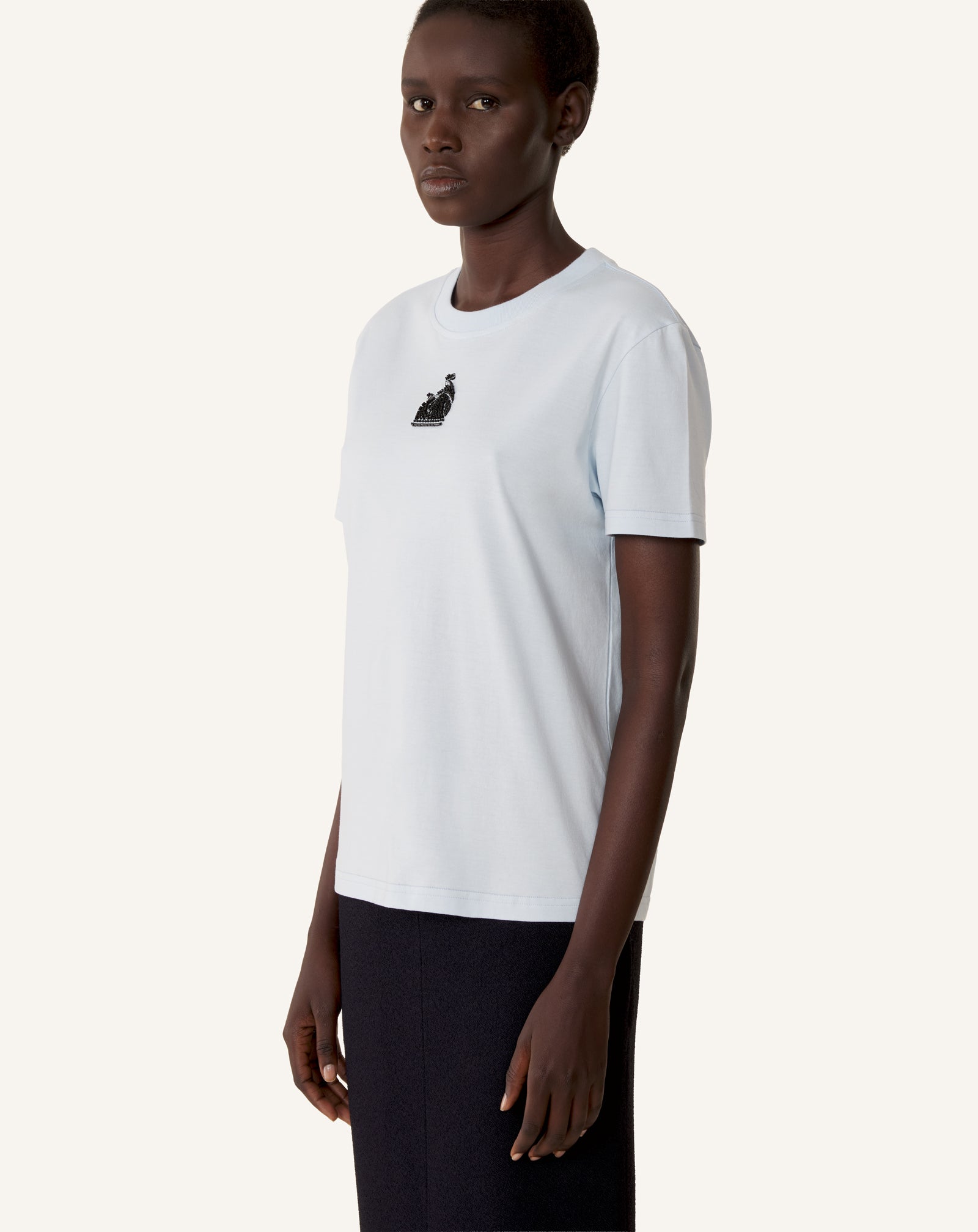 T-SHIRT BRODÉ LA MÈRE ET L'ENFANT EN JERSEY BLEU