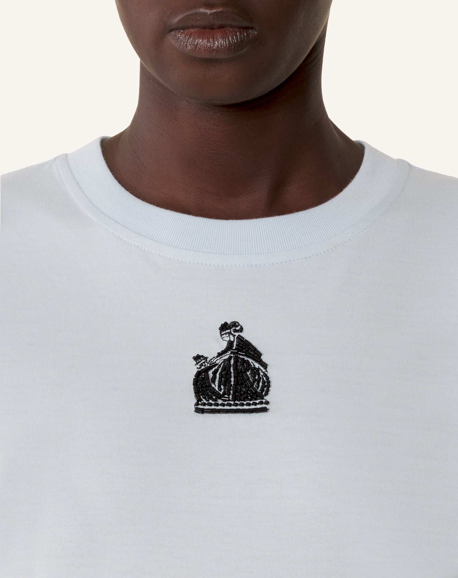 T-SHIRT BRODÉ LA MÈRE ET L'ENFANT EN JERSEY BLEU