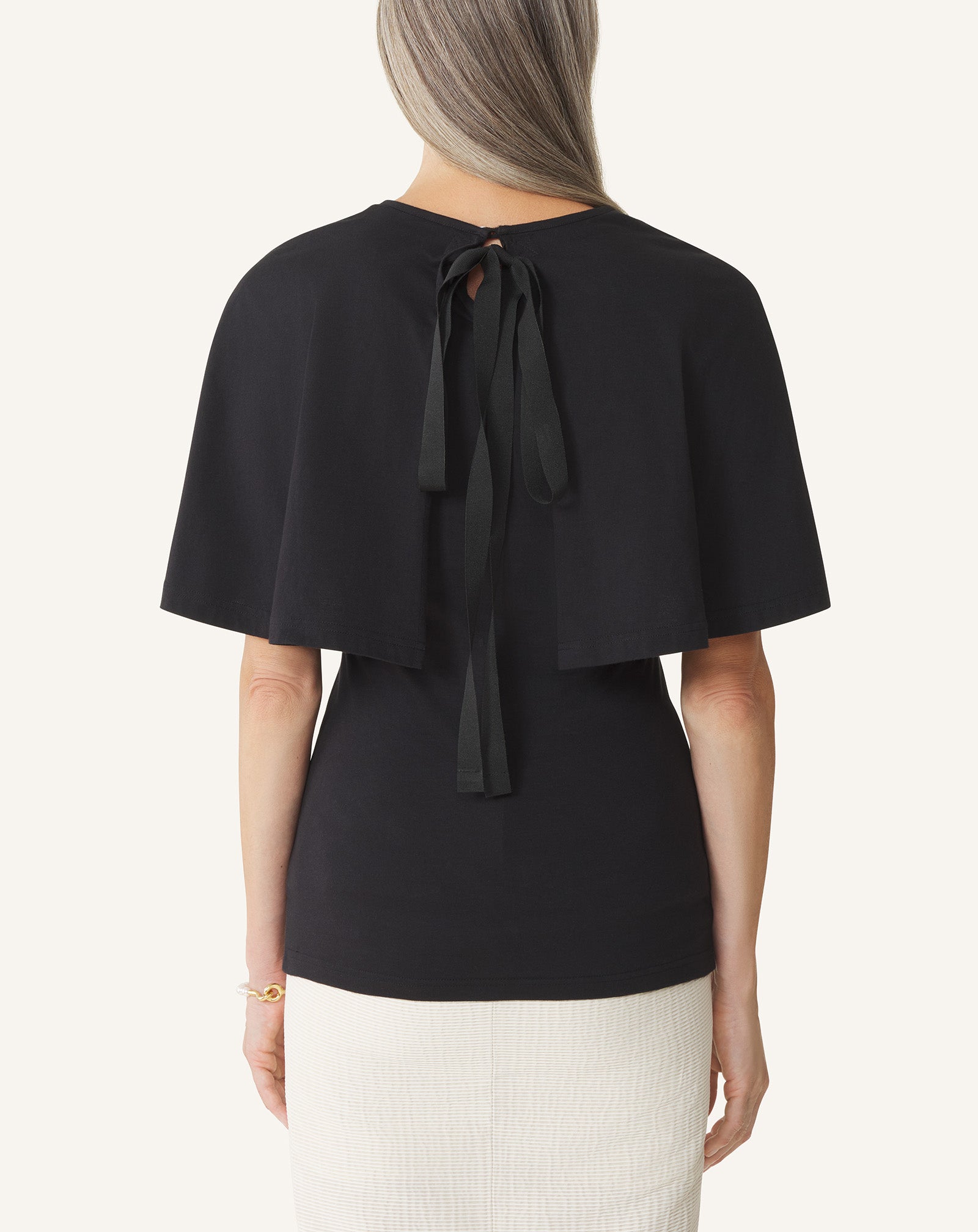 T-SHIRT À CAPE EN COTON ET SOIE