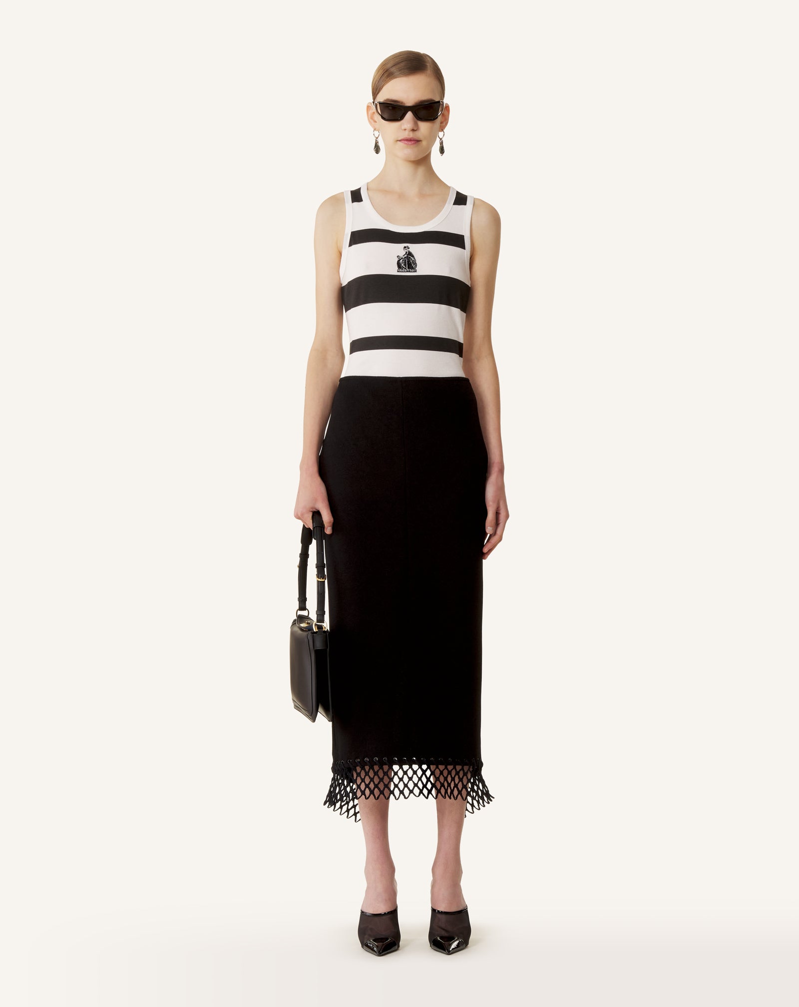 DÉBARDEUR BRODÉ LA MÈRE ET L'ENFANT EN JERSEY CÔTELÉ GRIS