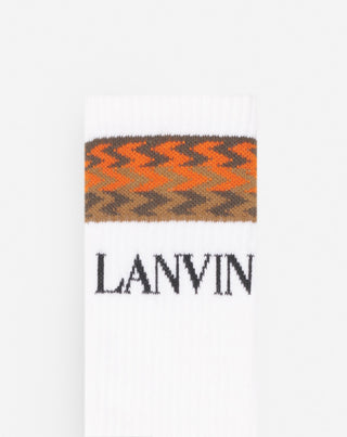 LANVIN SOCKS , WHITE/LIGHT BROWN