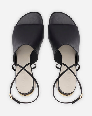 LEATHER SEQUENCE BY LANVIN CHUNKY HEELED SANDALS