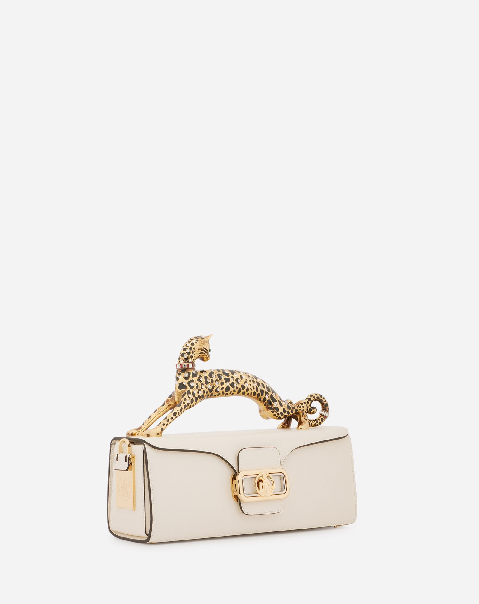 SAC PENCIL CAT EN CUIR DE VEAU BRILLANT ET STRASS