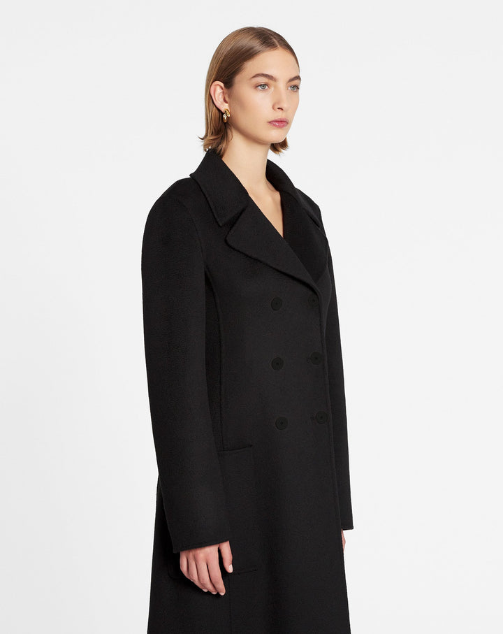 LONG COAT IN DOUBLE-FACED CASHMERE, BLACK