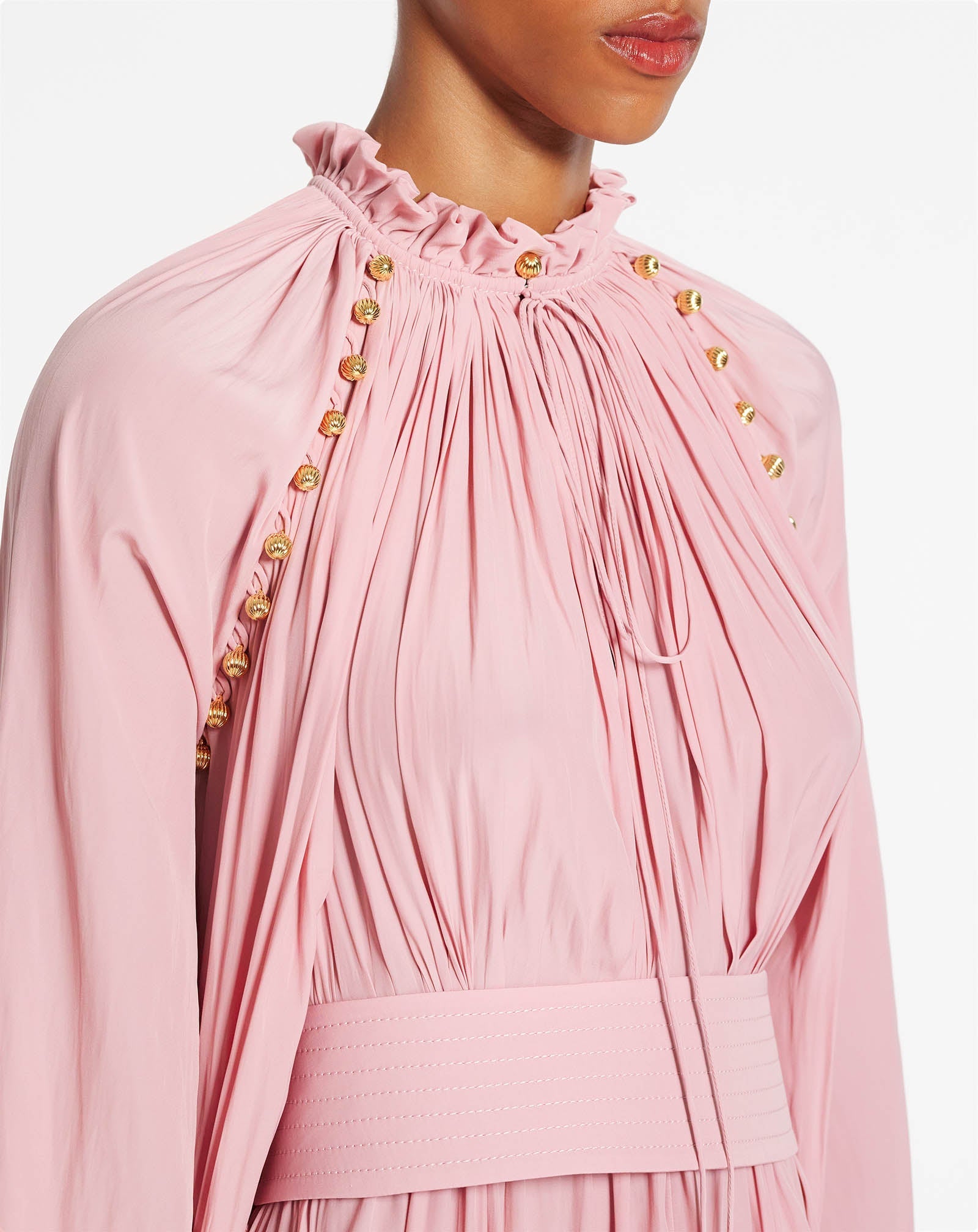 ROBE CHARMEUSE ASYMÉTRIQUE ROSE