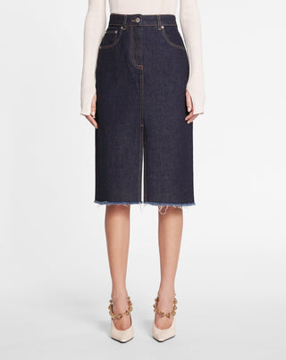 MID-LENGTH STRAIGHT DENIM SKIRT