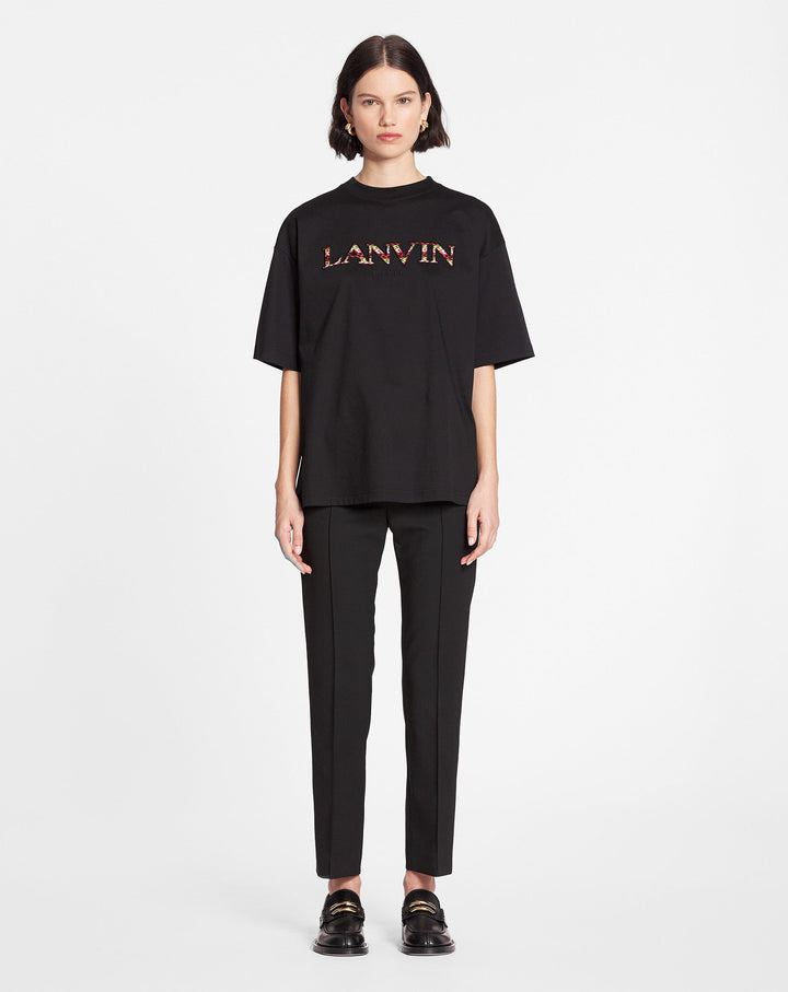 OVERSIZED EMBROIDERED CURB T-SHIRT, BLACK